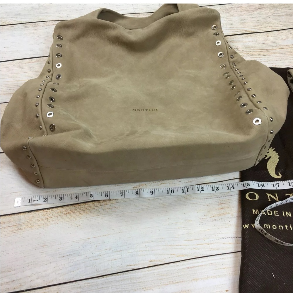 Montini beige leather handbag from Italy NEW - Picture 6 of 8